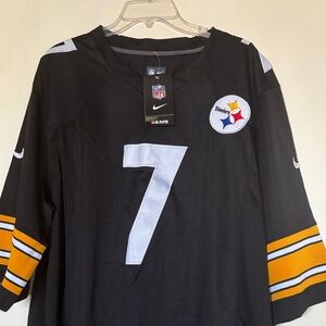 Nike Black Steelers #7 Jersey with Yellow Sleeve Stripes